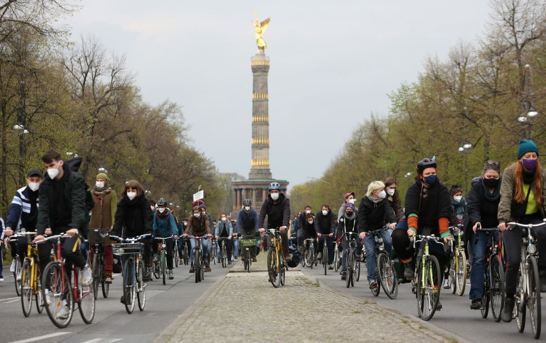 Thousands of cyclists joined the protests