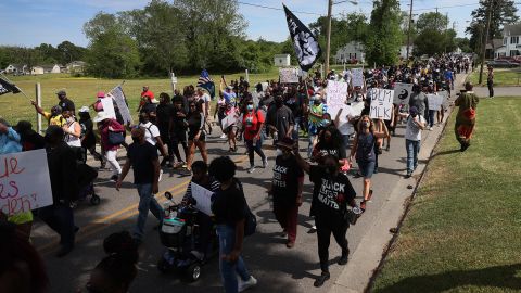 Protesters calling for justice for Andrew Brown Jr. march Sunday, May 2, in Elizabeth City, North Carolina.