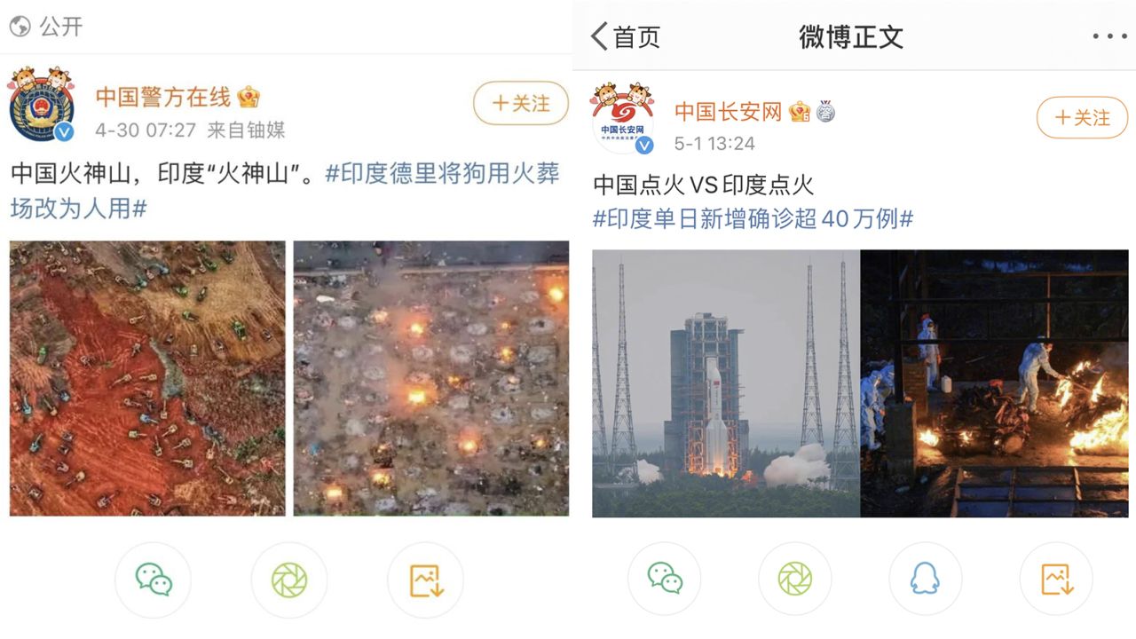 Weibo posts about India from two official Chinese government accounts sparked a major backlash over the weekend.