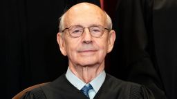 Associate Justice Stephen Breyer sits during a group photo of the Justices at the Supreme Court in Washington, DC on April 23, 2021. 