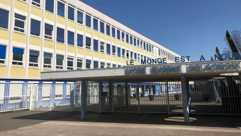Eugene Delacroix high school in Drancy, a suburb northeast of Paris, where at least 20 pupils have lost a relative to Covid-19.