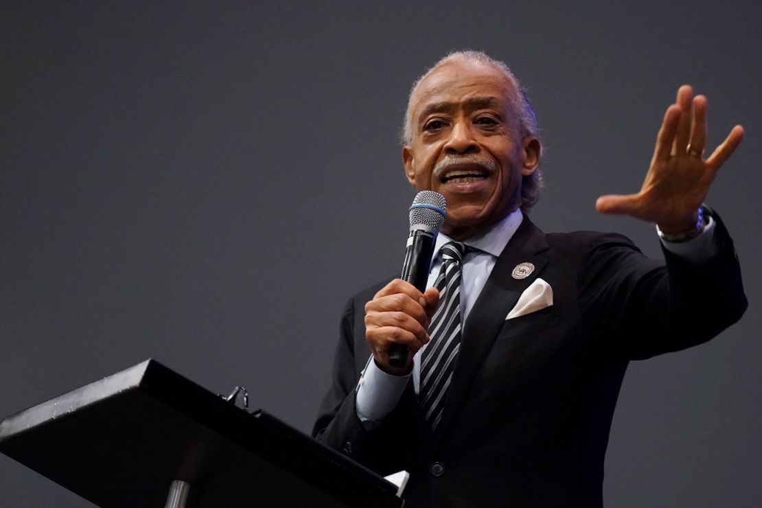 The Rev. Al Sharpton speaks at the funeral for Andrew Brown Jr. on Monday at Fountain of Life Church in Elizabeth City, North Carolina.