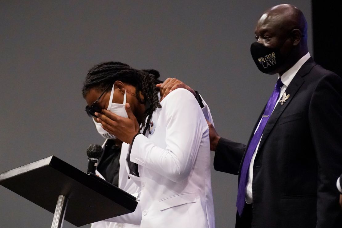 Andrew Brown Jr.'s son Khalil Ferebee spoke at his father's funeral Monday.