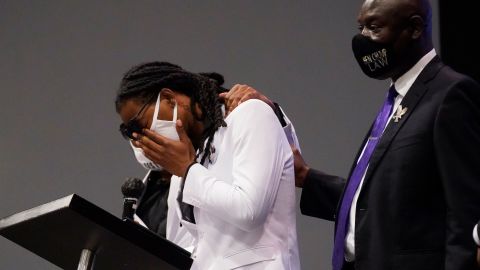 Andrew Brown Jr.'s son Khalil Ferebee spoke at his father's funeral Monday.