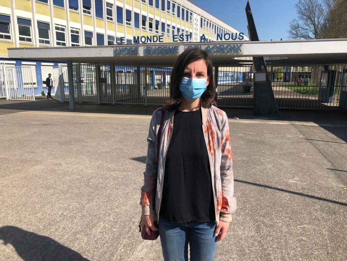 Colleen Brown teaches English at Eugene Delacroix high school. She says French classrooms have been kept open "at all costs" during much of the coronavirus pandemic.