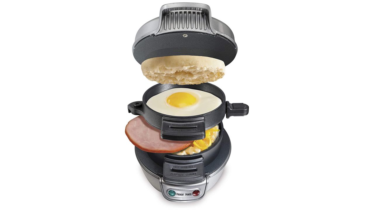 Hamilton Beach Breakfast Sandwich Maker w/ Egg Cooker Ring 25475A Single  Silver