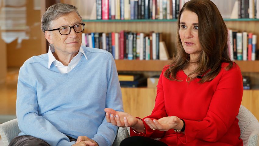 In this Feb. 1, 2018 photo, Microsoft co-founder Bill Gates and his wife Melinda take part in an interview with The Associated Press in Kirkland, Wash. The Gateses, as the world's top philanthropists, are rethinking their work in America as they confront what they consider their unsatisfactory track record on schools, the country's growing inequity and a president they disagree with more than any other. (AP Photo/Ted S. Warren)