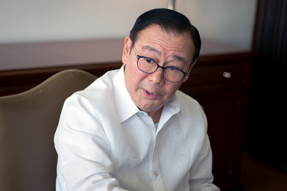 Teodoro Locsin, Philippine secretary of foreign affairs, speaks during an interview in Manila, Philippines, in 2019.