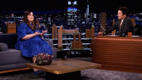 Aidy Bryant talks with host Jimmy Fallon on May 3.