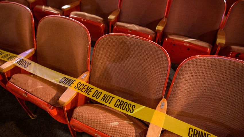 'Do Not Cross' tape is placed over chairs for social distancing at the longest running play 'Perfect Crime' Off-Broadway at The Anne Bernstein Theater in The Theater Center on April 27, 2021 in New York City. - Broadway is not due to return until September but New York's longest-running play is already back thanks to its indomitable lead who has played the same role over 13,500 times.
Catherine Russell, 65, is the driving force behind "Perfect Crime," a rollicking whodunit that has been on Big Apple billboards since 1987. "I'm very determined. And whenever people tell me, you can't do something, I'm like, 'Screw you. Watch me do it,'" she tells AFP. Not only is Russell the show's main actor, she is also the manager of the Theater Center that puts on the play and a "dynamo" according to co-star Charles Geyer. (Photo by Angela Weiss / AFP) (Photo by ANGELA WEISS/AFP via Getty Images)