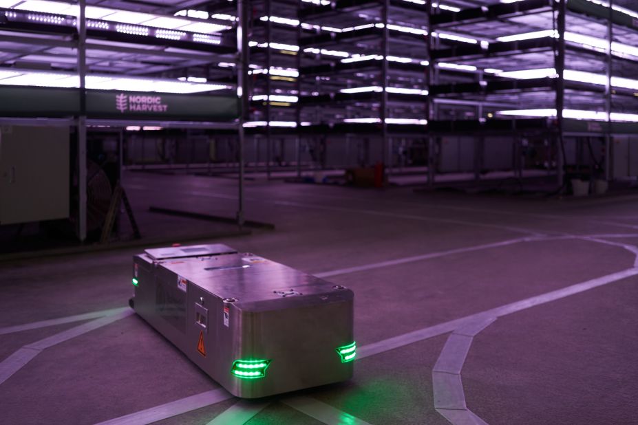 This robot is used to plant seeds and check plants at the "Nordic Harvest" vertical farm  based in Taastrup, Denmark. The indoor farm is one of the biggest in Europe.
