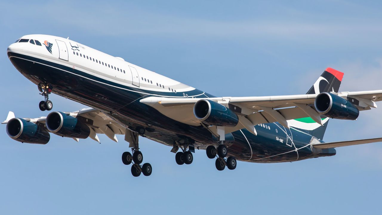 <strong>Gadhafi's private jet: </strong>The Airbus A340 airplane that belonged to the fallen dictator Moammar Gadhafi was spotted in the air over southern France on May 3, 2021. 