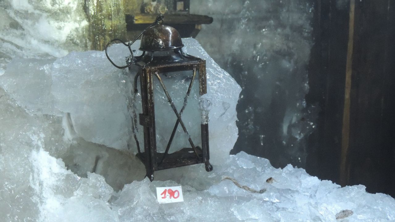 A lantern was among the items to be found in the melted ice.