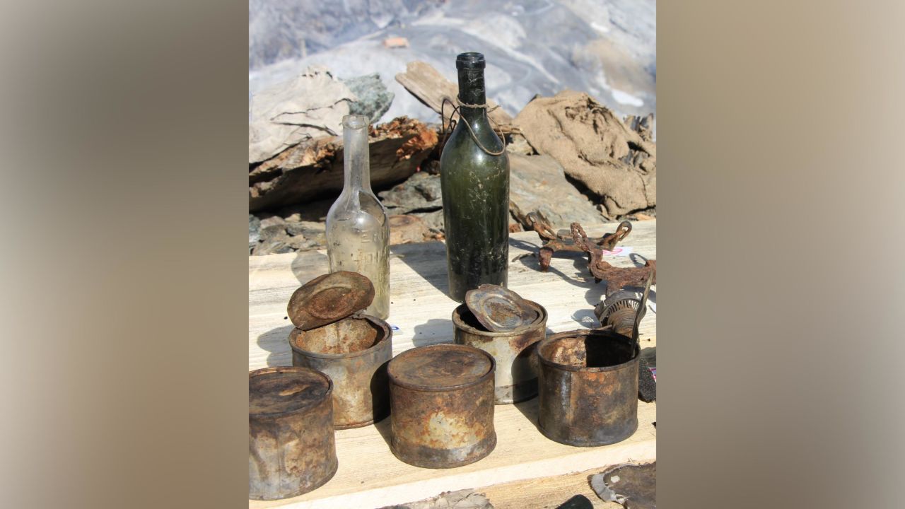 A variety of items were found, including bottles and tins.