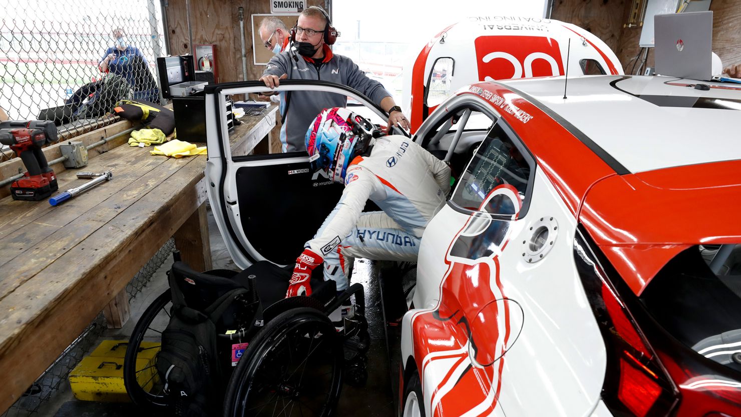 Robert Wickens climbs into a race car for the first time since his 2018 accident.