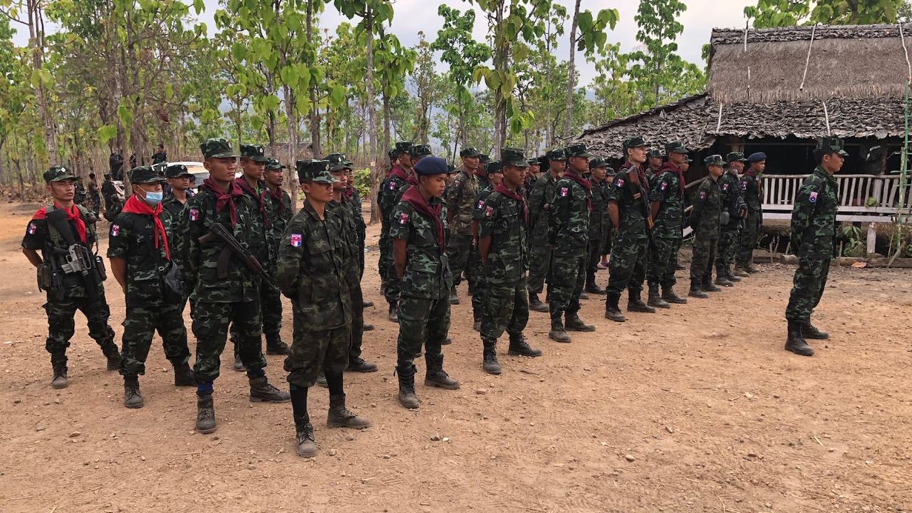 Anti-coup protesters in training.