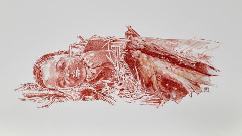 An artist's interpretation of the child, who was laid to rest in a cave in eastern Kenya 78,000 years ago. It is believed to be the oldest human burial ever found in Africa.