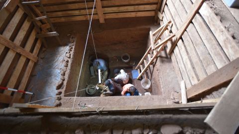 The child's burial was found at Panga ya Saidi cave in Kenya at the bottom of this trench.