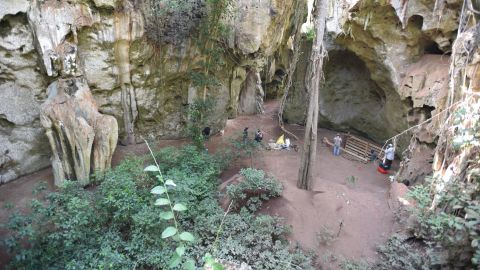 A view of the cave site of Panga ya Saidi in Kenya.