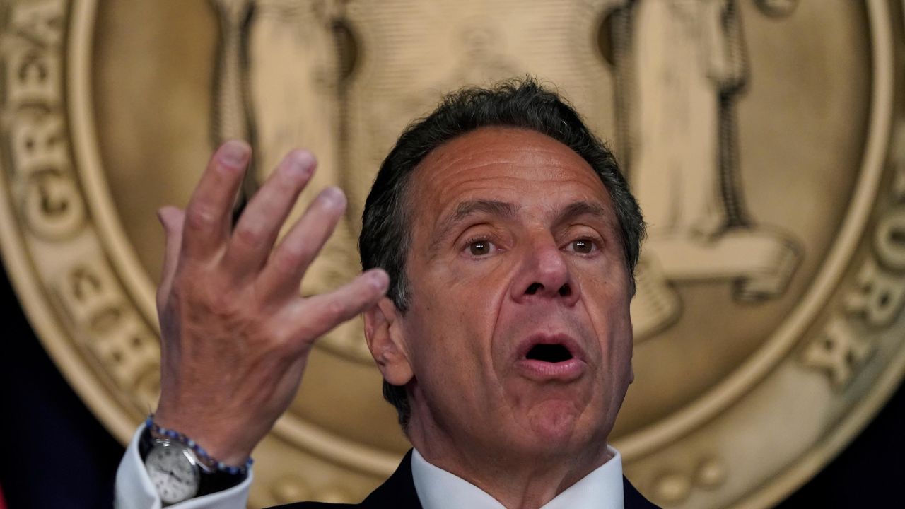 New York Governor Andrew Cuomo holds a news conference on May, 3, 2021 in New York City. 