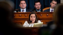 Rep. Elise Stefanik (R-NY) asks questions during testimony by Laura Cooper, deputy assistant secretary of defense for Russia, Ukraine, and Eurasia, and David Hale, under secretary of state for political affairs, before the House Intelligence Committee in the Longworth House Office Building on Capitol Hill November 20, 2019 in Washington, DC. 