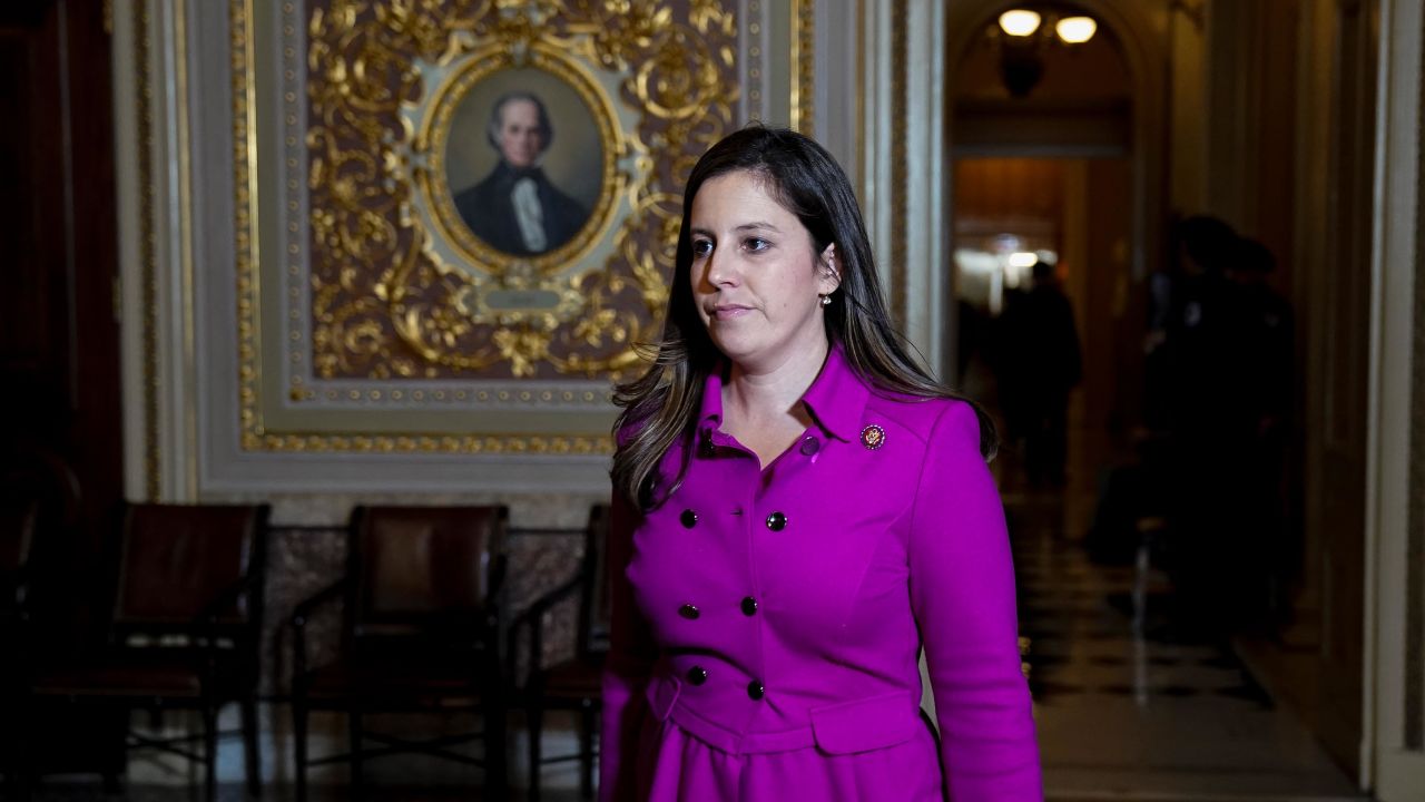 Rep. Elise Stefanik walks to an office being used by President Donald Trump's defense team off the Senate floor during the impeachment trial of President Donald Trump at the U.S. Capitol on January 23, 2020 in Washington, DC.