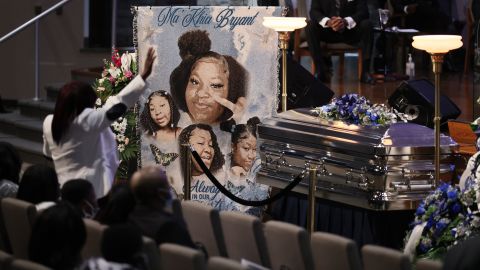 Family and friends attend a funeral service for Ma'Khia Bryant at the First Church of God on April 30, 2021 in Columbus, Ohio. 
