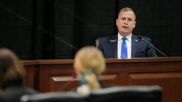 Idaho Rep. Aaron von Ehlinger (R-Lewiston) answers questions under oath during an Ethics and House Policy Committee hearing regarding allegations of sexual misconduct on Wednesday, April 28, 2021 in the Lincoln Auditorium at the Idaho Statehouse in Boise. (Photo by Darin Oswald/Idaho Statesman/TNS/Sipa USA)
