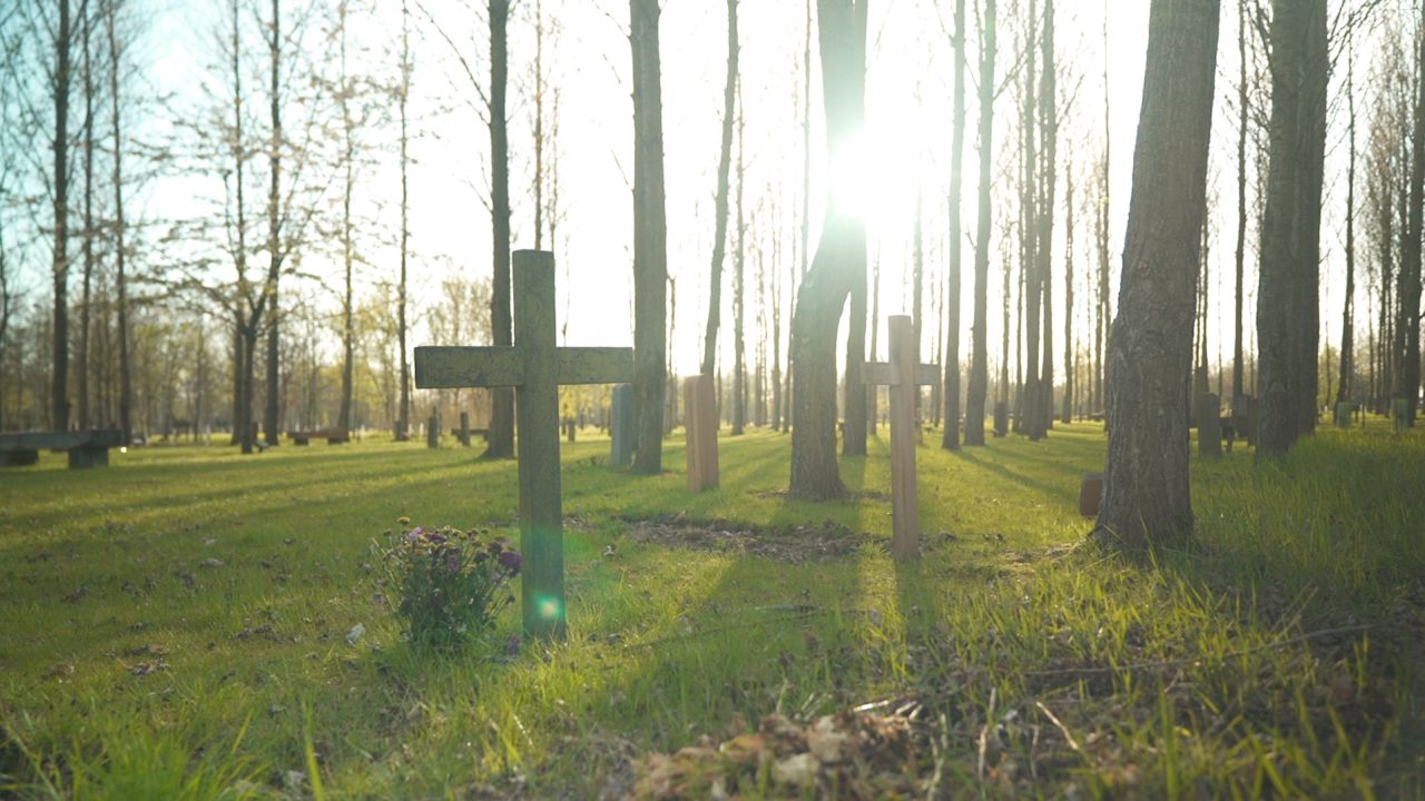 The burial ground run by the St Albans Woodland Burial Trust in Keysoe, Bedfordshire, in the UK.
