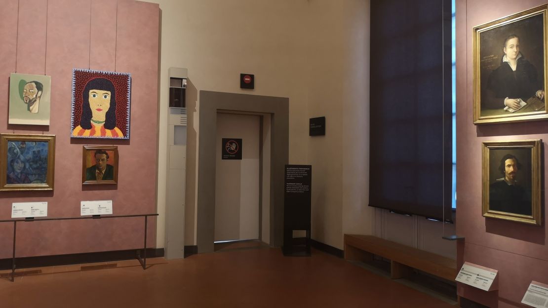 Sofonisba Anguissola's self-portrait (top right) sits above Gian Lorenzo Bernini's own work.