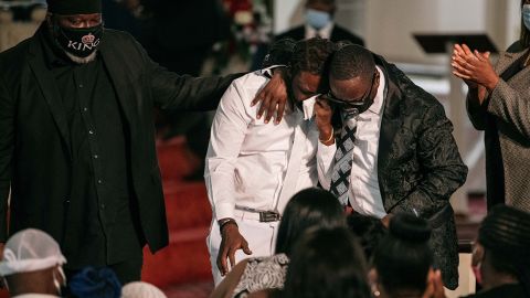 Davell Gardner cries at the funeral of his 1-year-old son, Davell Gardner Jr., at Pleasant Grove Baptist Church on July 27, 2020 in New York City.  