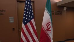 The US (L) and Iranian flags await the arrival of US Secretary of State John Kerry and Iran's Foreign Minister Mohammad Javad Zarif before the leaders meeting April 19, 2016 at the United Nations in New York. / AFP / DON EMMERT        (Photo credit should read DON EMMERT/AFP via Getty Images)