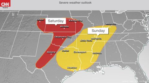 Swaths of the nation's midsection face the same severe weather risk Saturday or Sunday.