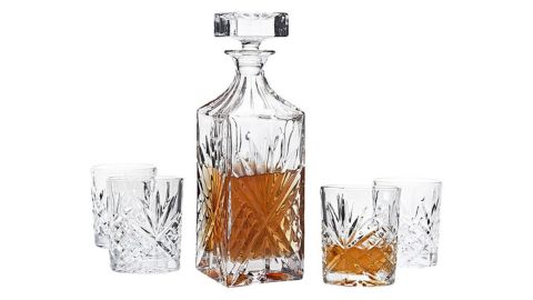 Godinger Silver Art Co. Scotland 5-Piece Crystal Whiskey Decanter Set