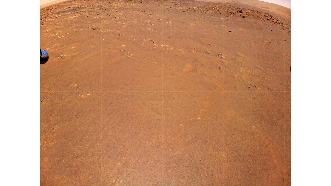 Ingenuity took this color image of Airfield B, its new landing site, during the mission's fourth flight on April 30. 