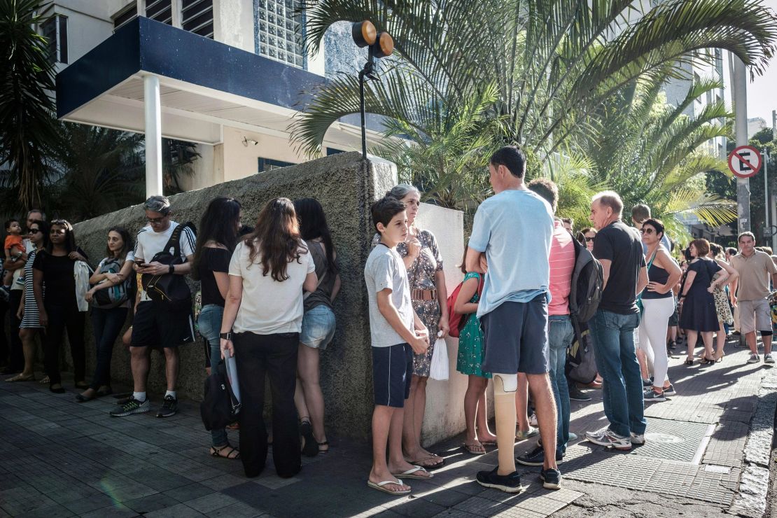 People line up in 2017 to receive yellow fever shots in Rio de Janeiro. 