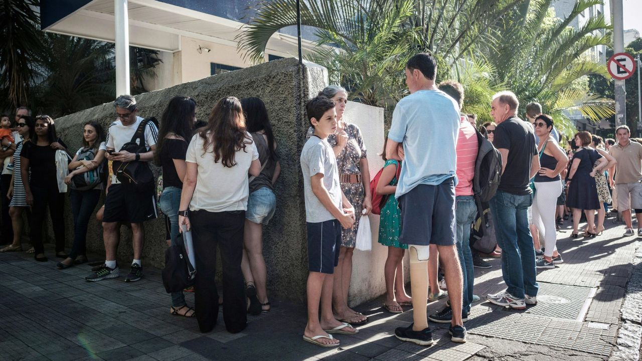 People line up in 2017 to receive yellow fever shots in Rio de Janeiro. 