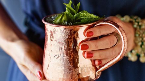 Hammered Solid Copper Monogrammed Mug
