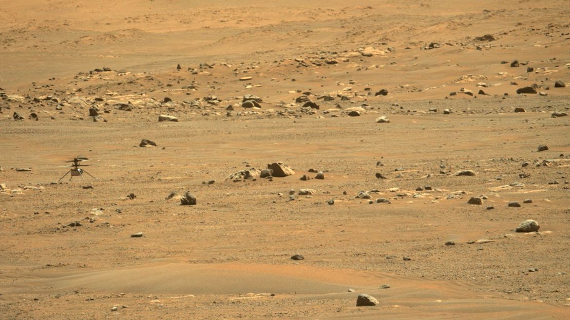 The Perseverance rover used its Mastcam-Z imager to take a photo of Ingenuity after it landed.