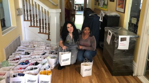 Laverne Delgado and Mimi Bangu at Alexandria House, a transitional home for women in Koreatown.