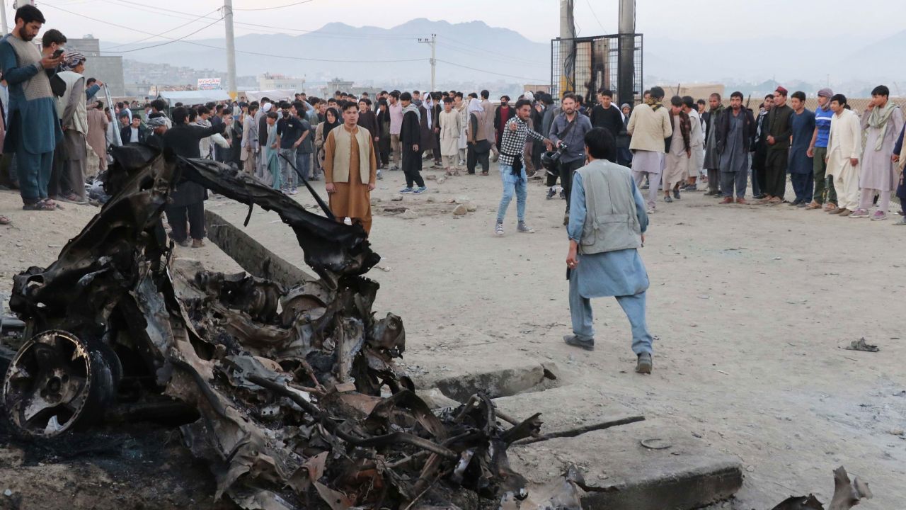 KABUL, AFGHANISTAN - MAY 08: A view from the site after at least 30 people, mostly schoolgirls, have been killed in three back-to-back blasts targeting a school in Afghanistanas capital Kabul on May 08, 2021. (Photo by Haroon Sabawoon/Anadolu Agency via Getty Images)