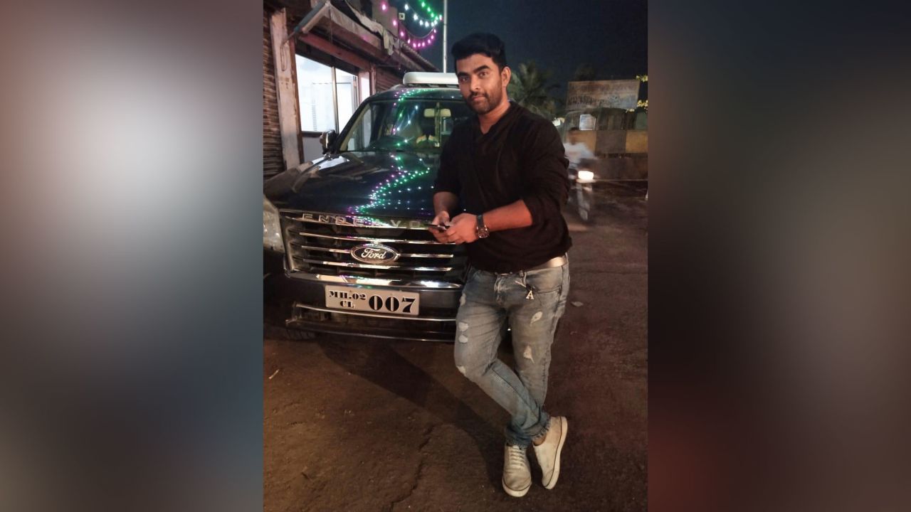 Shahnawaz Shaikh in his SUV, circa 2019, which he later sold to raise funds for his humanitarian work, providing free oxygen to those who couldn't find or afford it.