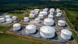 Mandatory Credit: Photo by JIM LO SCALZO/EPA-EFE/Shutterstock (11895253o)An image made with a drone shows fuel tanks at a Colonial Pipeline breakout station in Woodbine, Maryland, USA, 08 May 2021. A cyberattack forced the shutdown of 5,500 miles of Colonial Pipeline's sprawling interstate system, which carries gasoline and jet fuel from Texas to New York.Cyberattack forces shutdown of Colonial Pipeline in US, Woodbine, USA - 08 May 2021