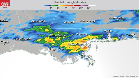 Forecast rainfall through Monday evening