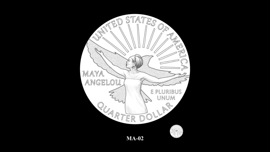 Maya Angelou (pictured here in a concept design) will be featured on the backs of quarters starting in 2022. 
