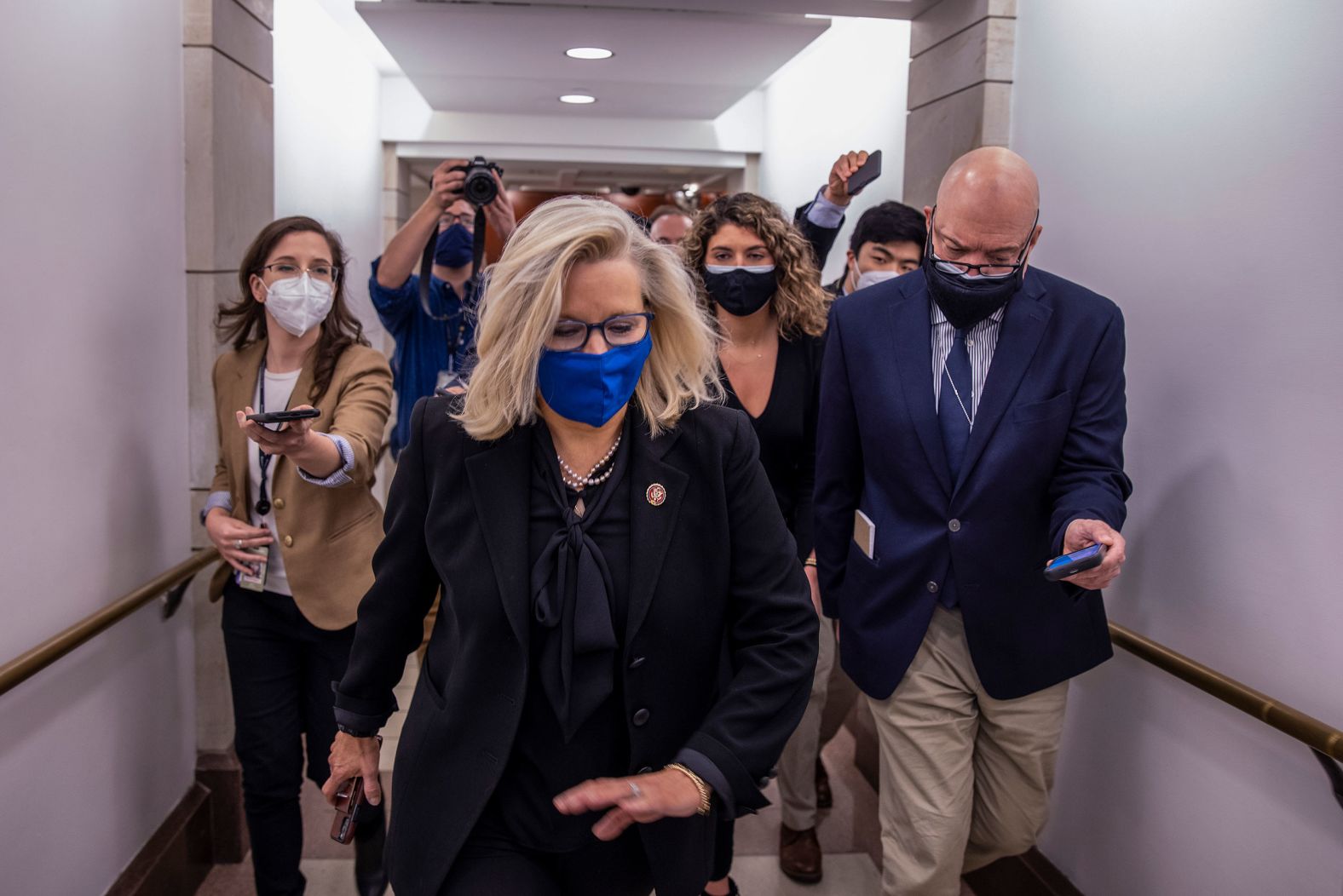 Cheney heads to the House floor to cast a vote at the US Capitol in February 2021. Cheney was one of <a href="index.php?page=&url=https%3A%2F%2Fwww.cnn.com%2F2021%2F01%2F13%2Fpolitics%2Fhouse-vote-impeachment%2Findex.html" target="_blank">10 House Republicans who voted to impeach Trump</a> for his role in the Capitol insurrection.