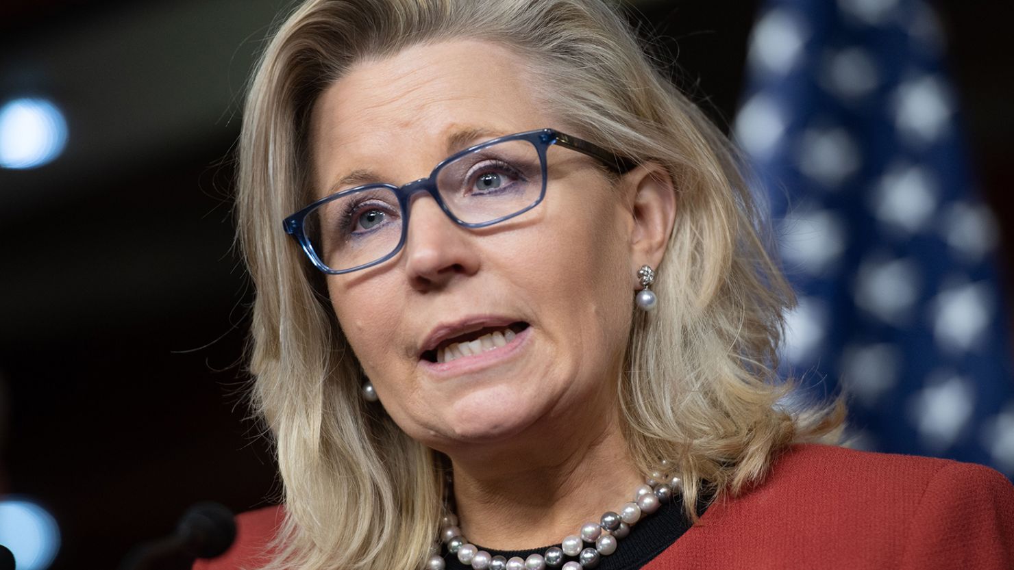 US Rep. Liz Cheney speaks during a Capitol Hill news conference in October 2019.
