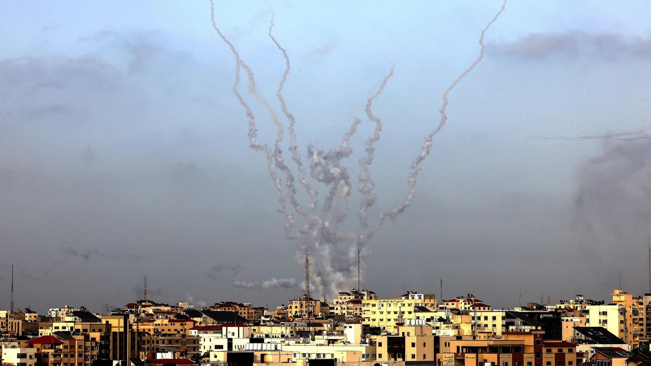 The IDF said dozens of rockets were fired at locations across southern and central Israel on Monday.