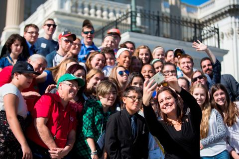 Stefanik takes a selfie with 4-H Club members from New York as they visited Capitol Hill in October 2015.