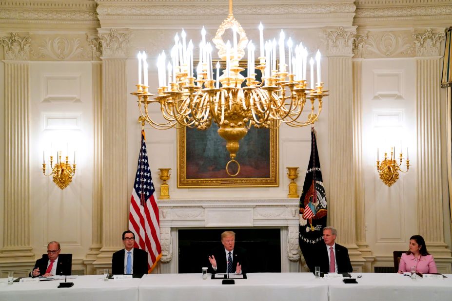 Trump meets with Stefanik and other Republican lawmakers at the White House in May 2020.